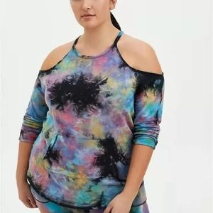 Torrid cold shoulder tie dye sweatshirts